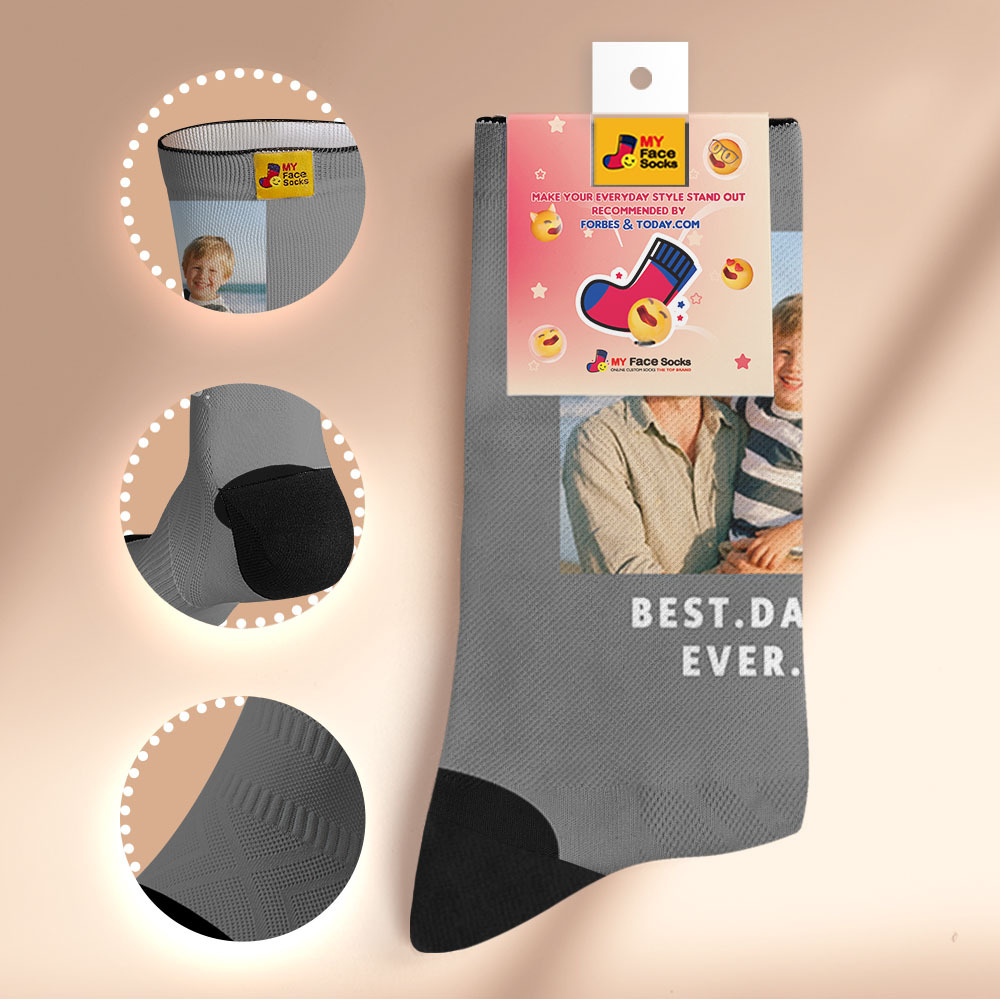 Custom 1 Photo Message Socks Photo Print Socks Colorful Dad Socks Personalized Fathers Day Gift