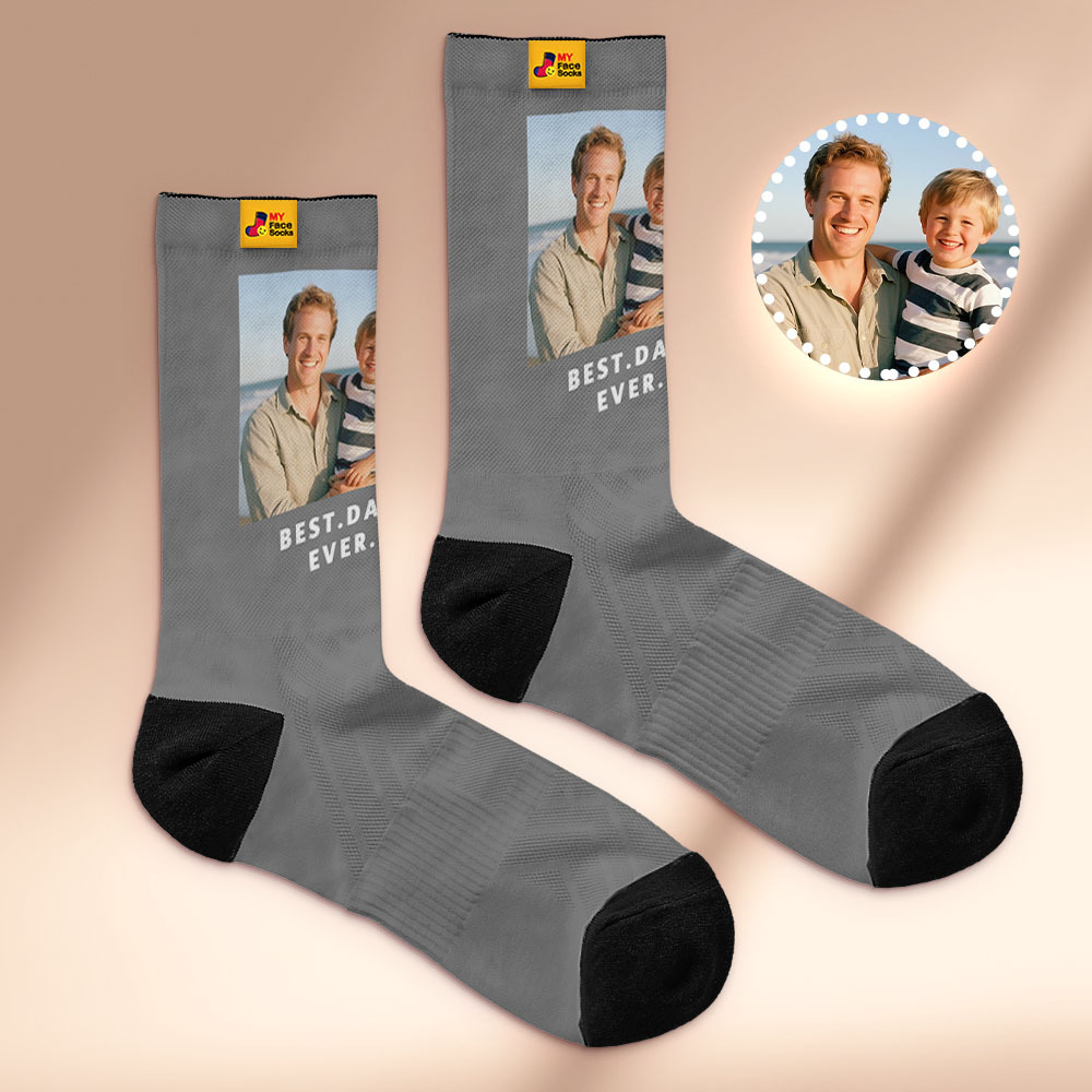 Custom 1 Photo Message Socks Photo Print Socks Colorful Dad Socks Personalized Fathers Day Gift