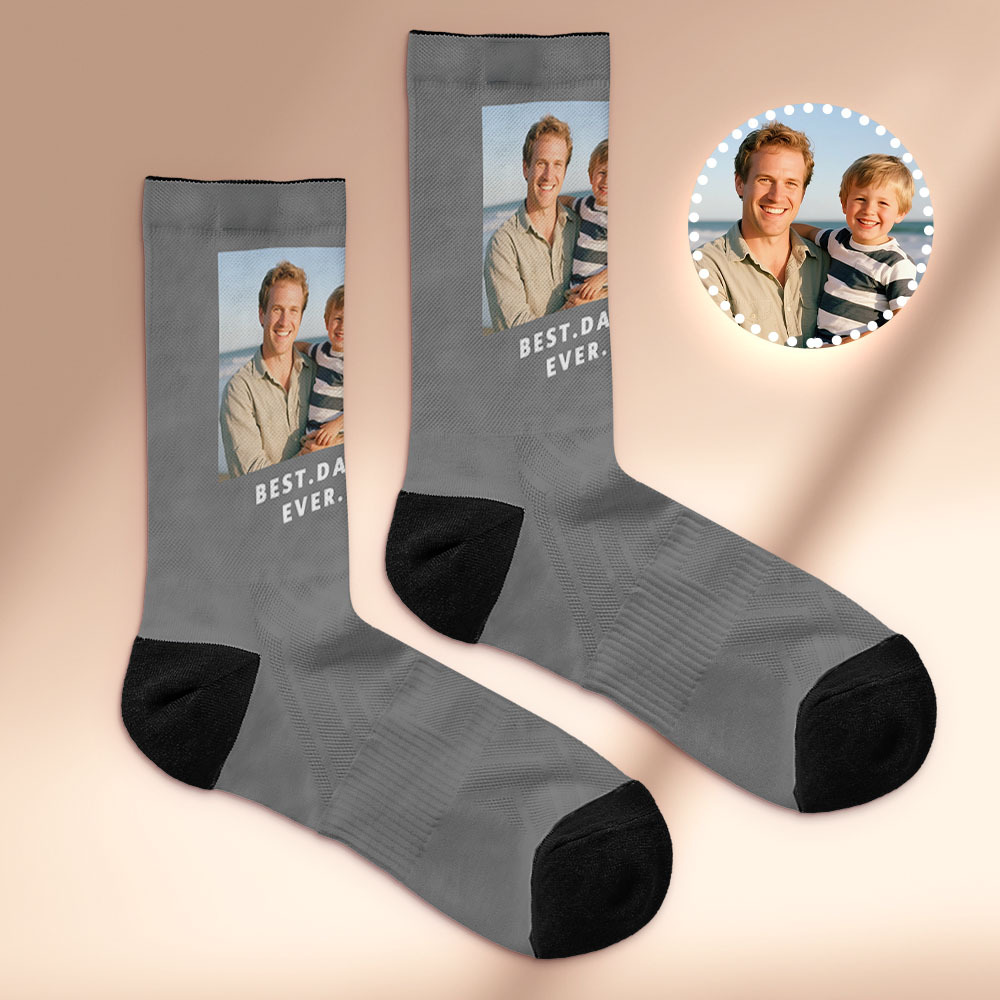 Custom 1 Photo Message Socks Photo Print Socks Colorful Dad Socks Personalized Fathers Day Gift
