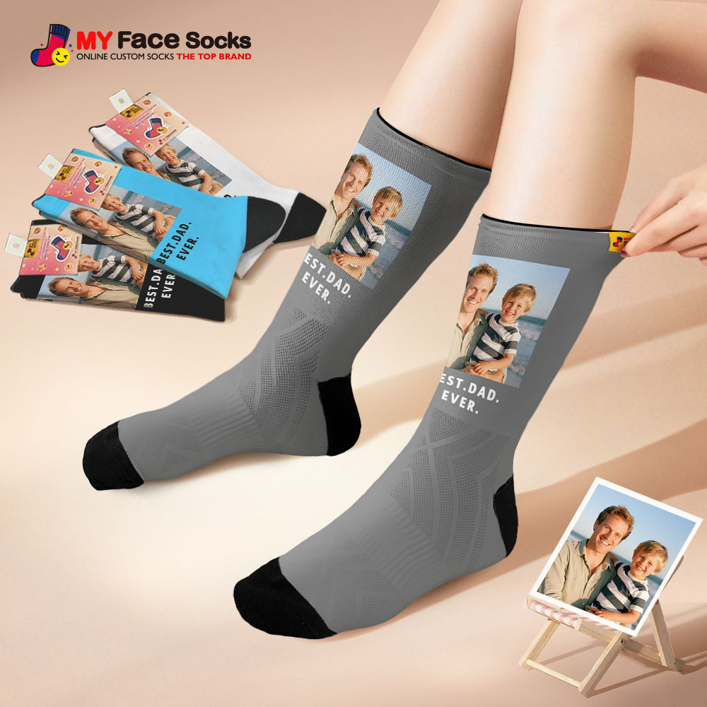 Custom 1 Photo Message Socks Photo Print Socks Colorful Dad Socks Personalized Fathers Day Gift
