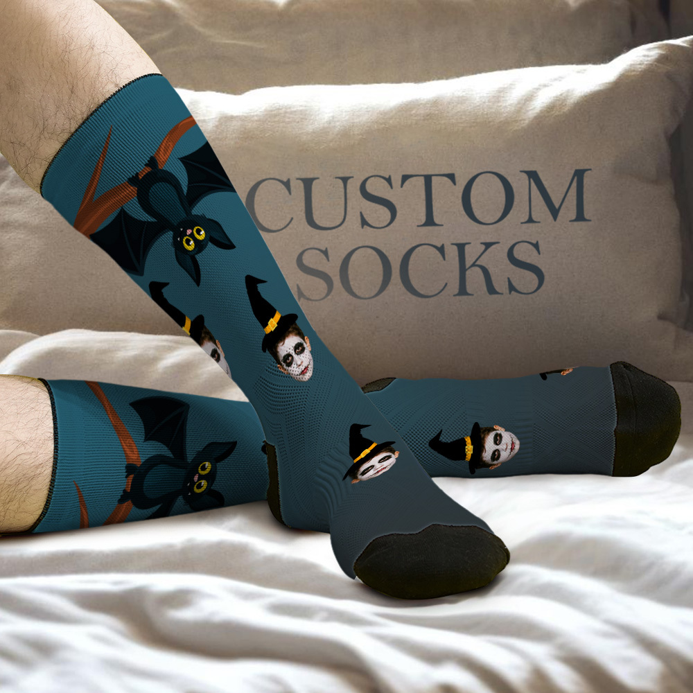 Custom Face Socks Personalized Halloween Photo Socks Happy Halloween