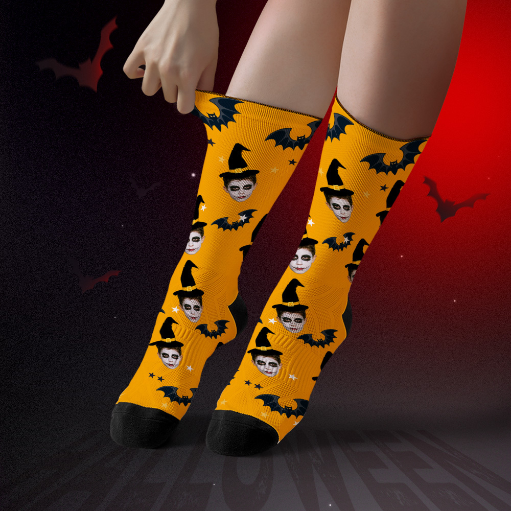 Custom Face Socks Personalized Halloween Photo Socks Happy Halloween