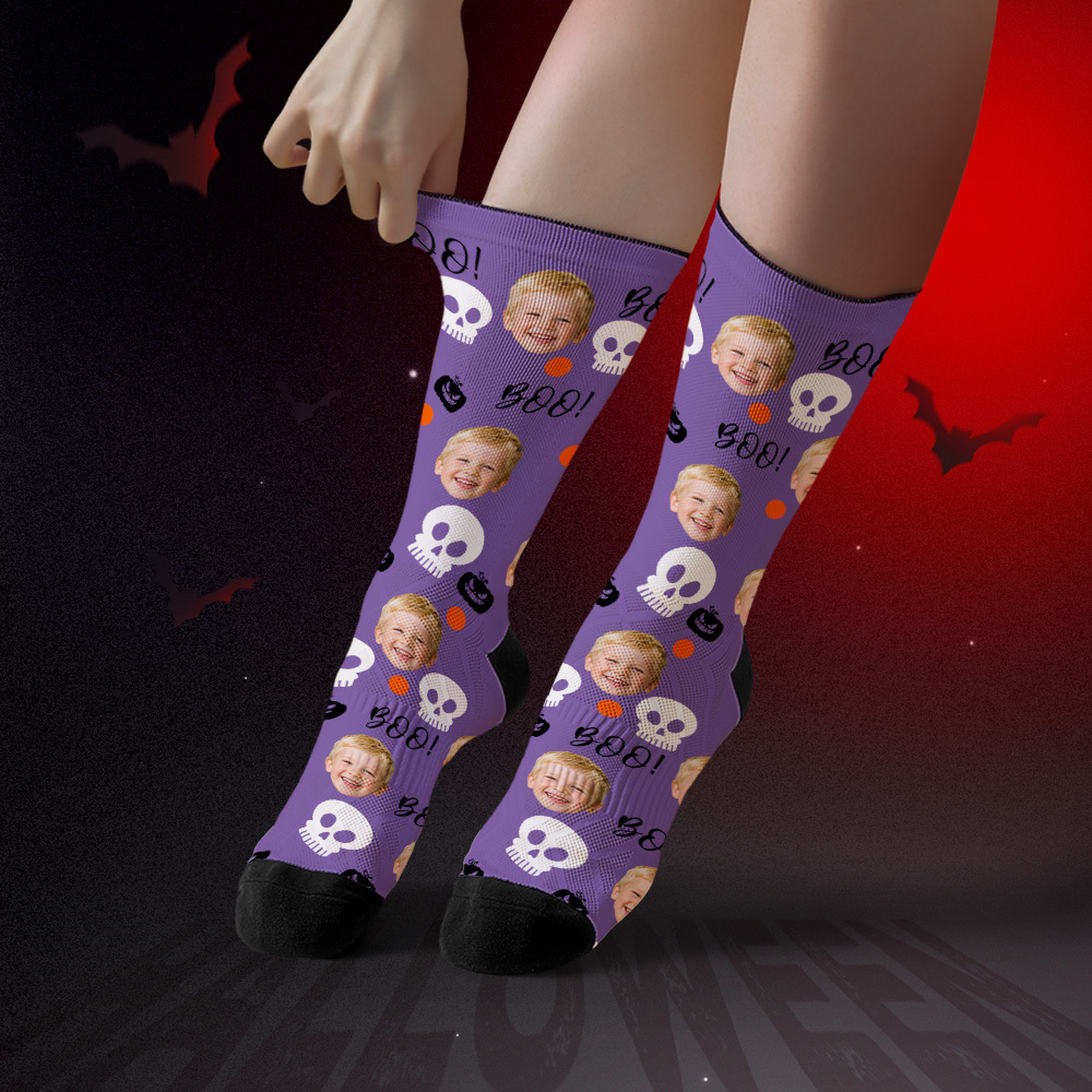 Custom Face Socks Personalized Halloween Photo Socks Happy Halloween