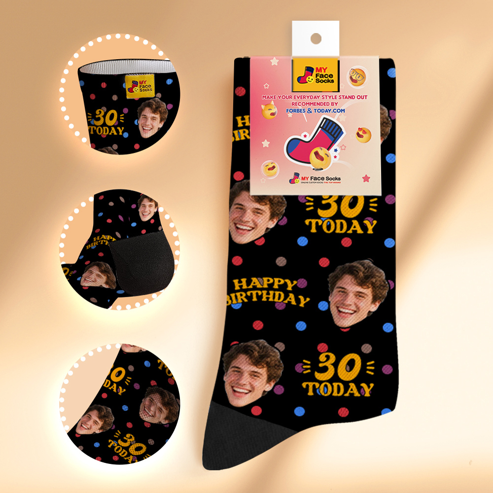 Custom Face Socks Birthday Socks Personalized Birthday Polka Dot Socks with Faces Photo Funny Gift Photo Birthday Socks