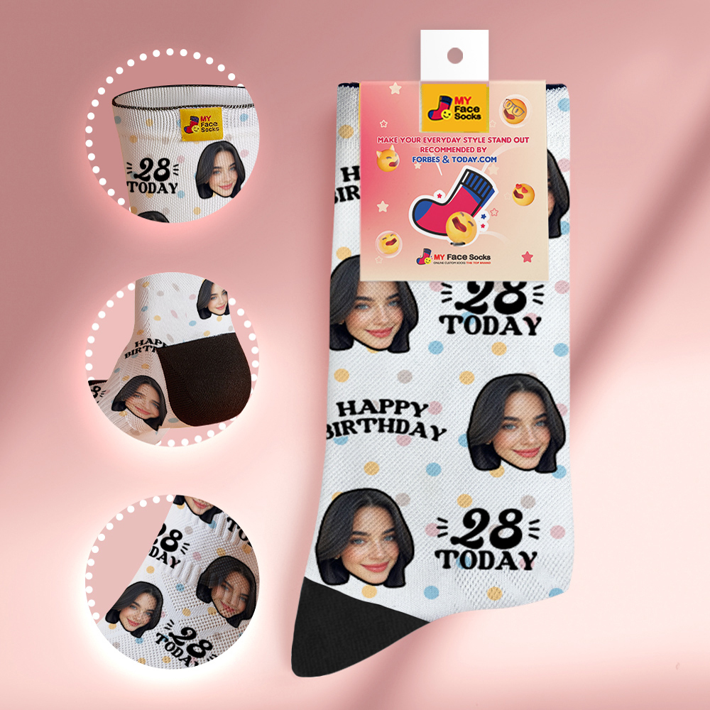 Custom Face Socks Birthday Socks Personalized Birthday Polka Dot Socks with Faces Photo Funny Gift Photo Birthday Socks