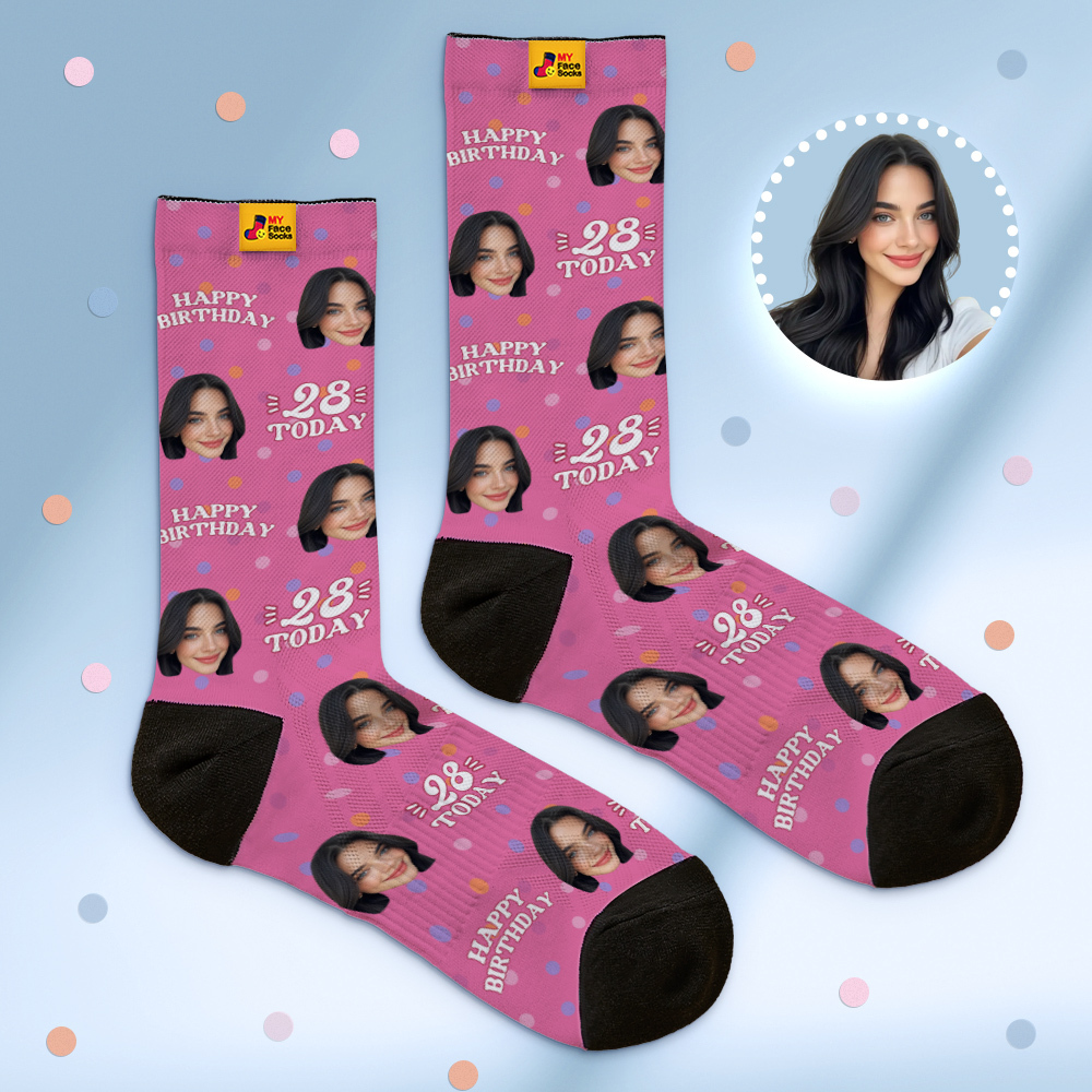Custom Face Socks Birthday Socks Personalized Birthday Polka Dot Socks with Faces Photo Funny Gift Photo Birthday Socks