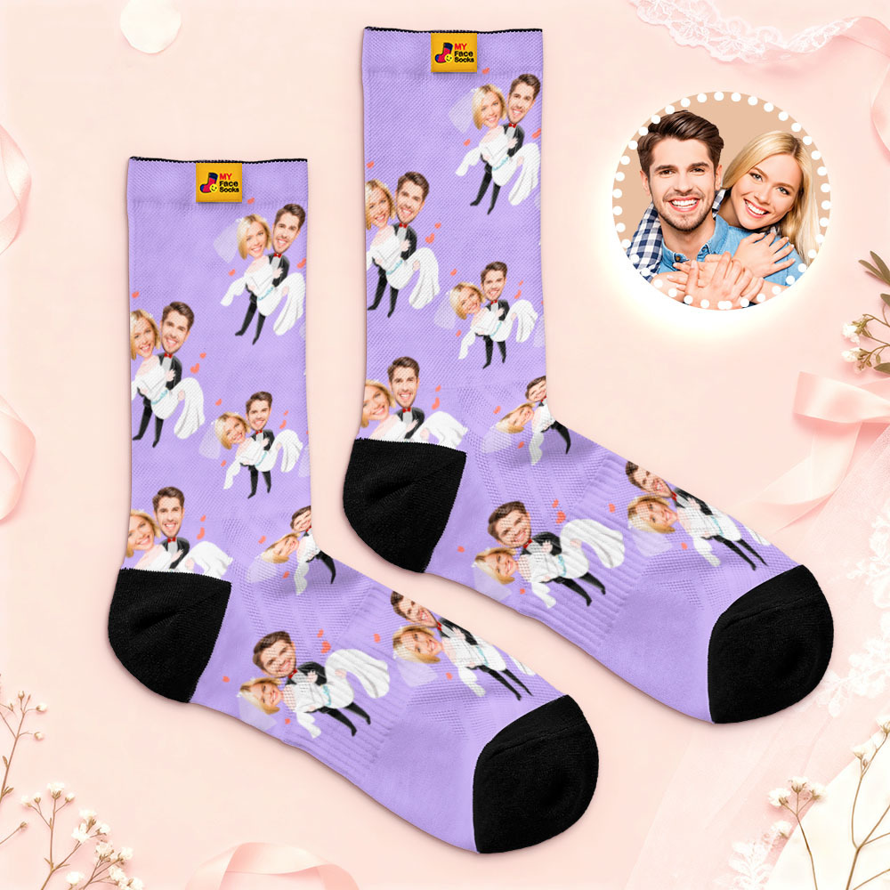 Personalized Wedding Theme Socks Custom Couple Photo Socks, Funny Bride and Groom Gift, Personalized Anniversary or Engagement Present