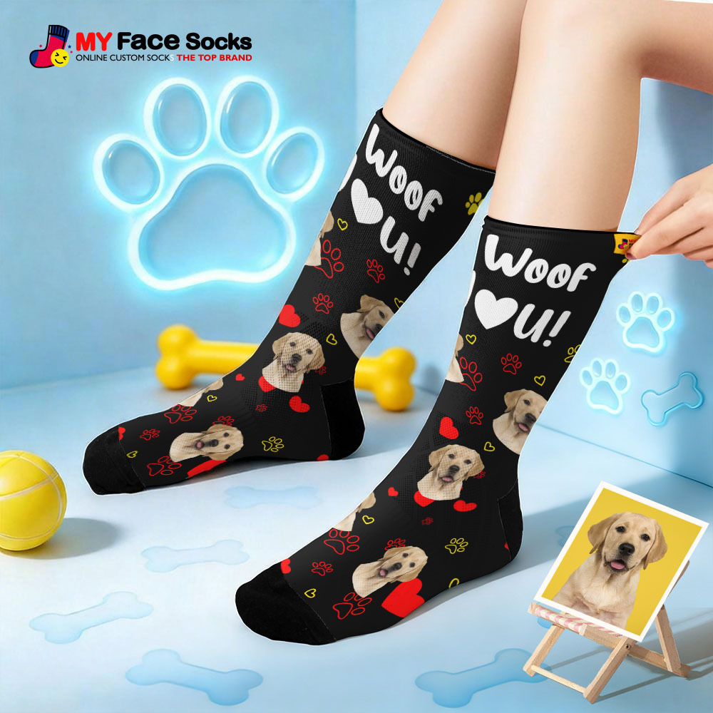 Personalized Pet Dog Theme Socks Pet Socks Custom I Woof You Socks Pet Lover Funny Socks Gift