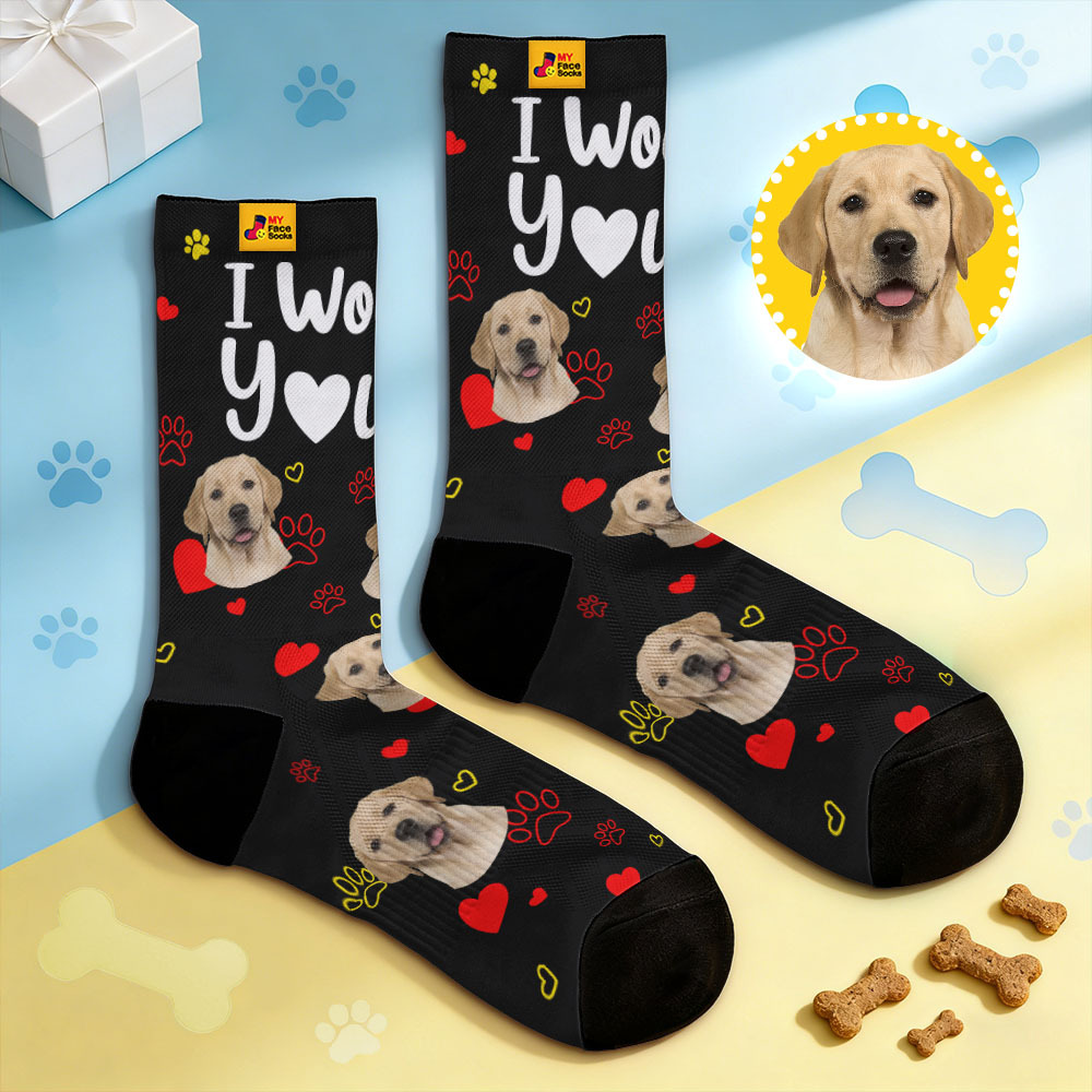 Personalized Pet Dog Theme Socks Pet Socks Custom I Woof You Socks Pet Lover Funny Socks Gift