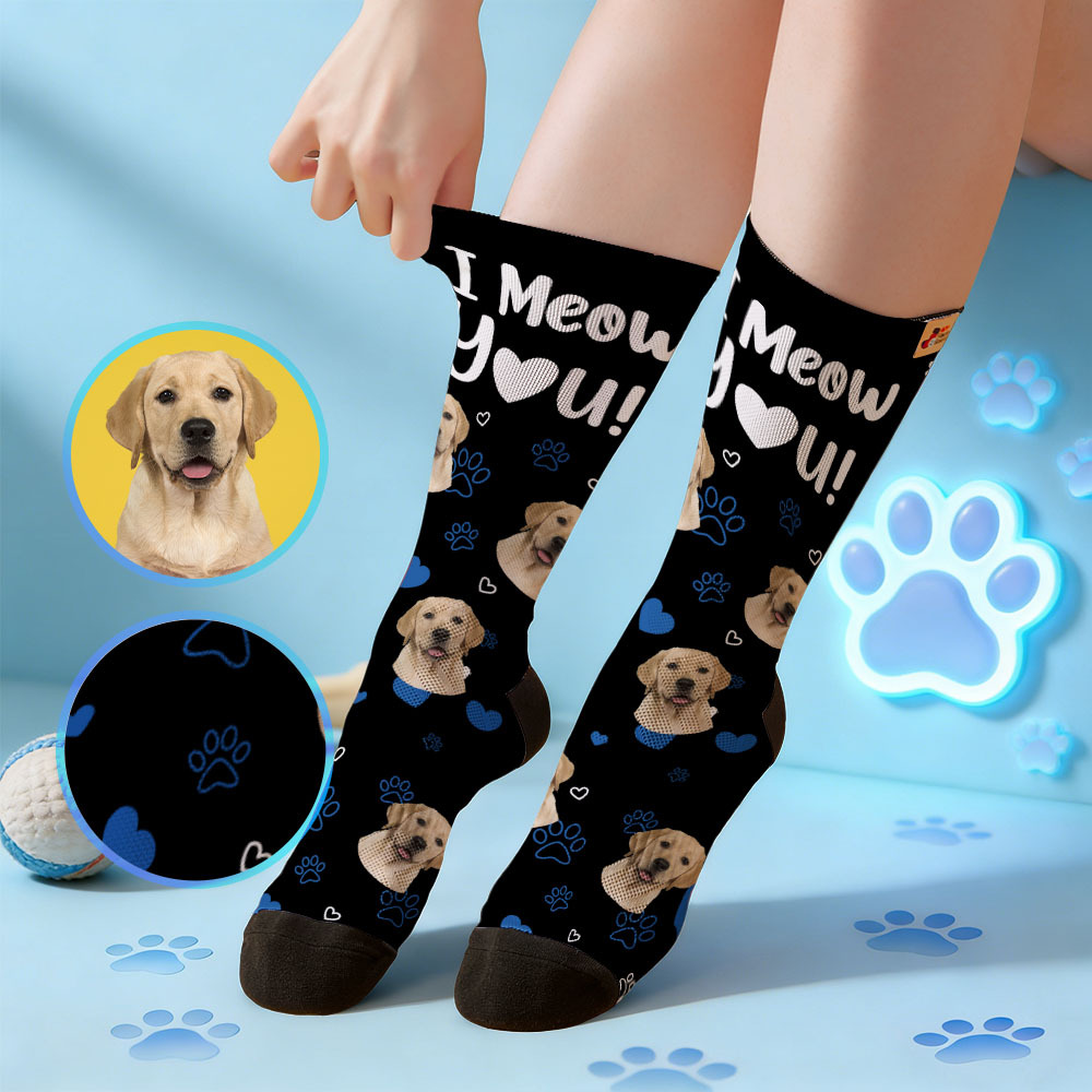 Personalized Pet Dog Theme Socks Cute Socks Custom I Love You Socks Pet Lover Socks Gift