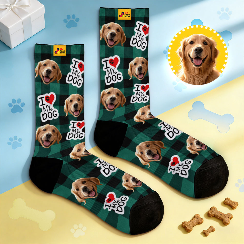 Personalized Pet Dog Theme Socks Cute Socks Custom I Love You Socks Pet Lover Socks Gift