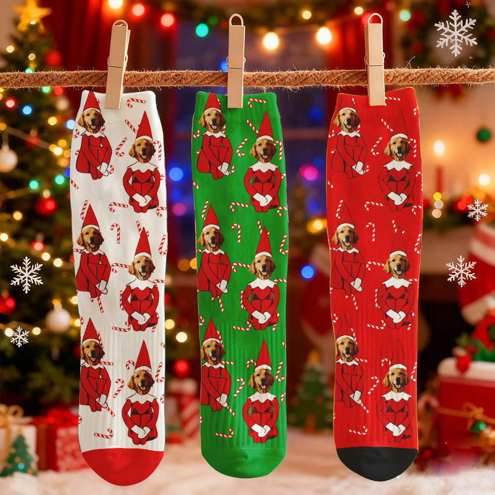 Custom Face Printed Socks Christma Gift Box Light Personalized Custom Designs Best Santa Gift Idea