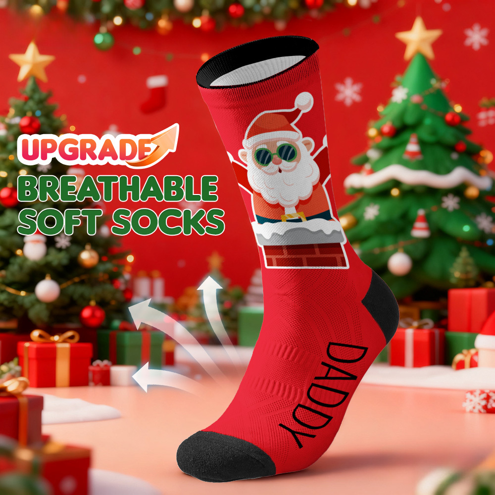 Christmas Socks Custom Face Socks Personalized Funny Hat Custom Design Best Gift Idea for Xmas - MyFaceSocks