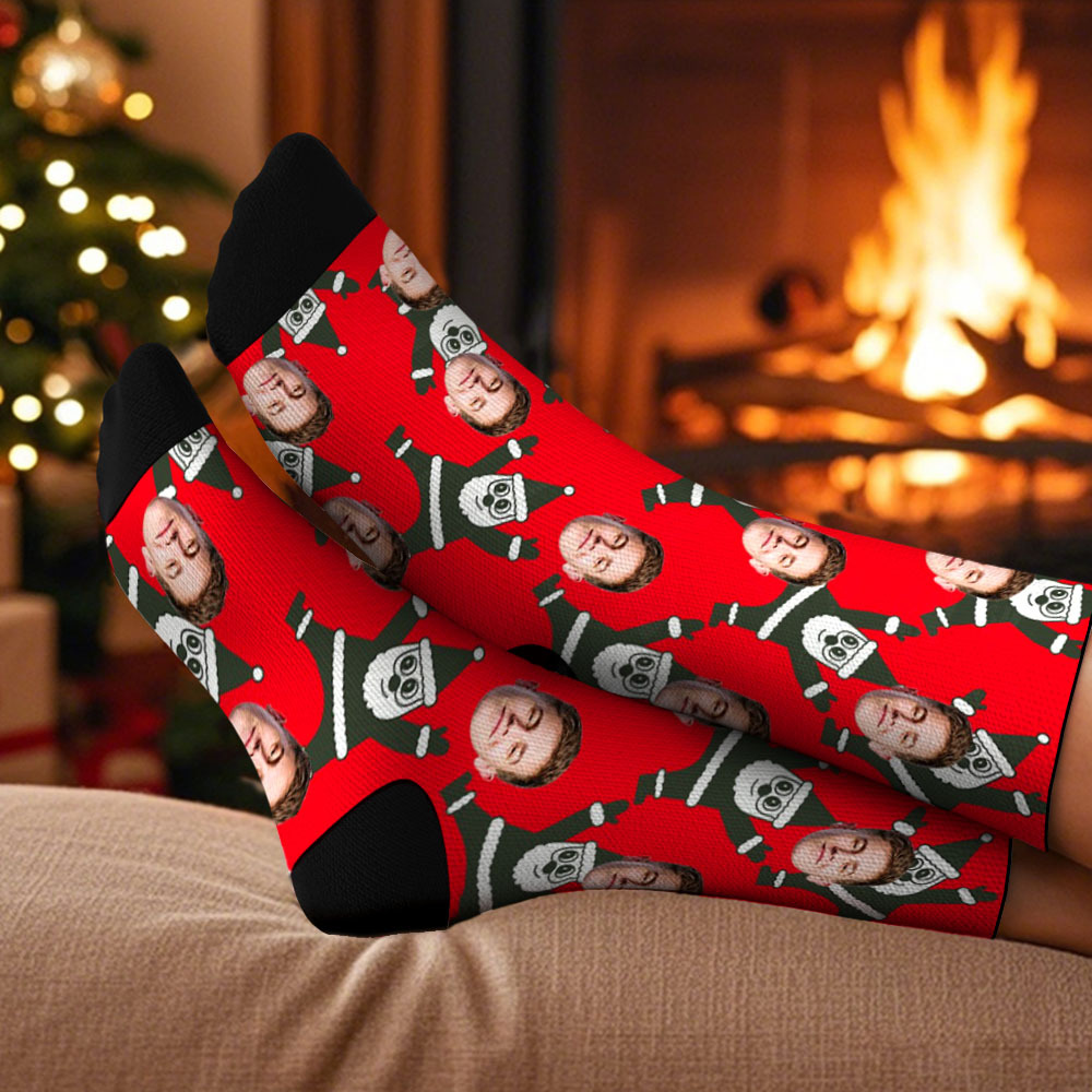 Personalized Funny Christmas Themed Socks Custom Face Socks Santa Socks Gift