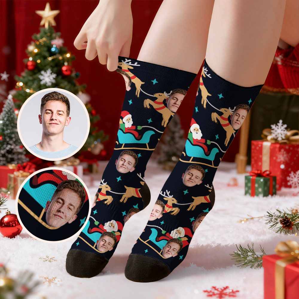 Personalized Funny Christmas Themed Socks Custom Face Socks Santa Socks Gift