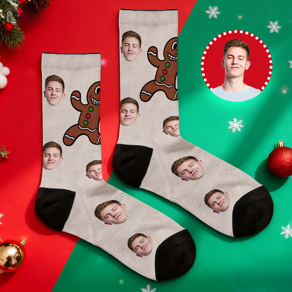 Personalized Funny Christmas Themed Socks Custom Face Socks Santa Socks Gift