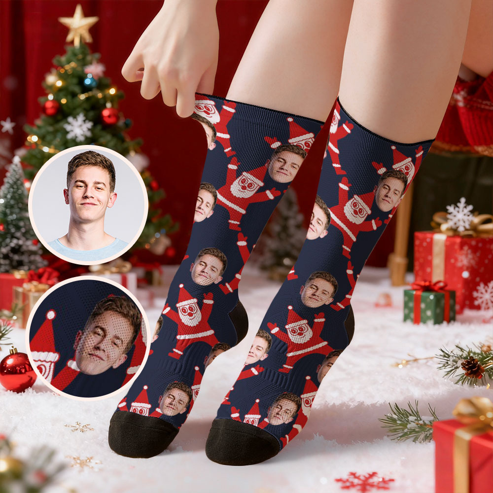 Personalized Funny Christmas Themed Socks Custom Face Socks Santa Socks Gift