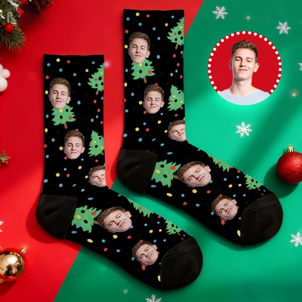 Personalized Funny Christmas Themed Socks Custom Face Socks Santa Socks Gift