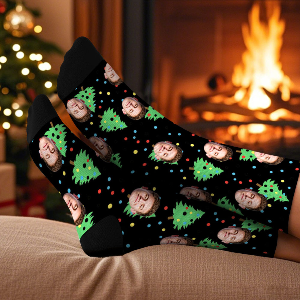 Personalized Funny Christmas Themed Socks Custom Face Socks Santa Socks Gift