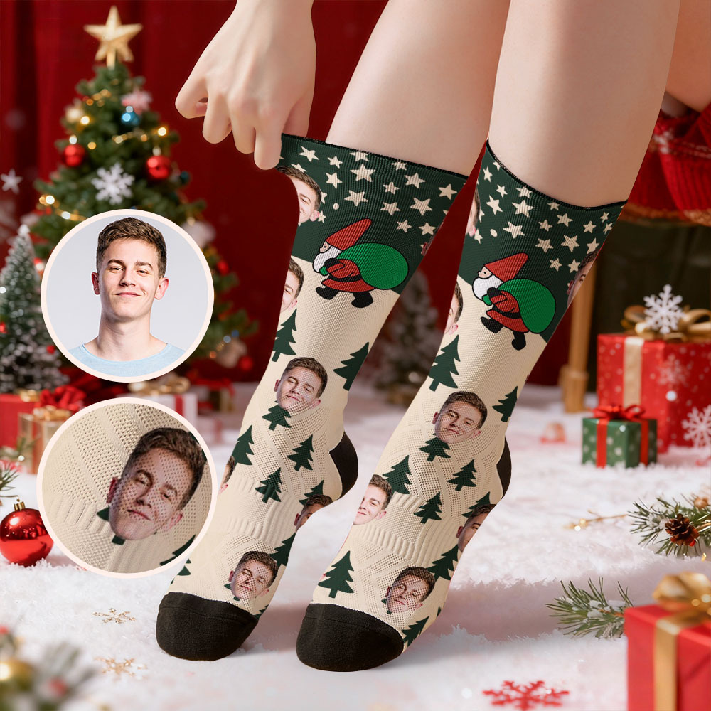 Personalized Funny Christmas Themed Socks Custom Face Socks Santa Socks Gift