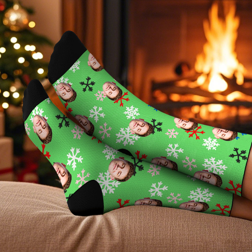 Personalized Funny Christmas Themed Socks Custom Face Socks Santa Socks Gift