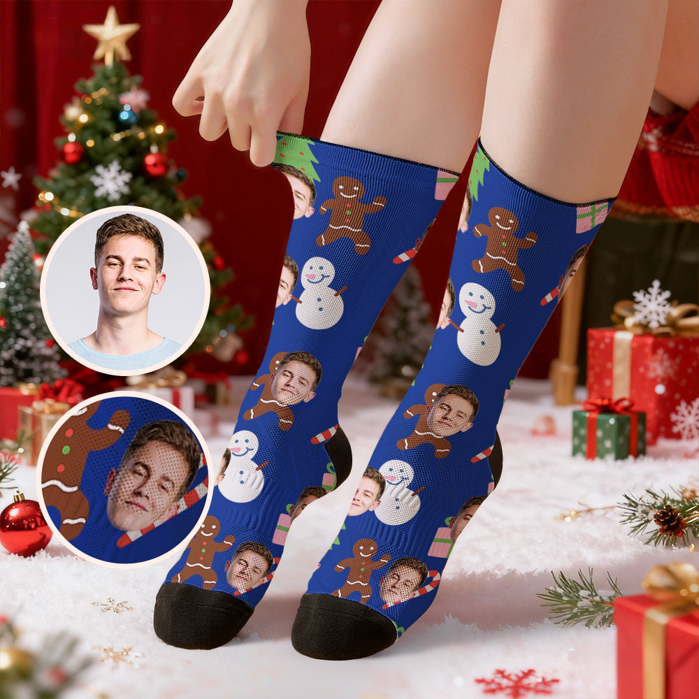 Personalized Funny Christmas Themed Socks Custom Face Socks Santa Socks Gift