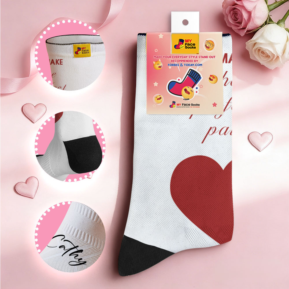 Custom Text Heart Socks Personalized We Make the Perfect Pair Valentine’s Day Couple Gift