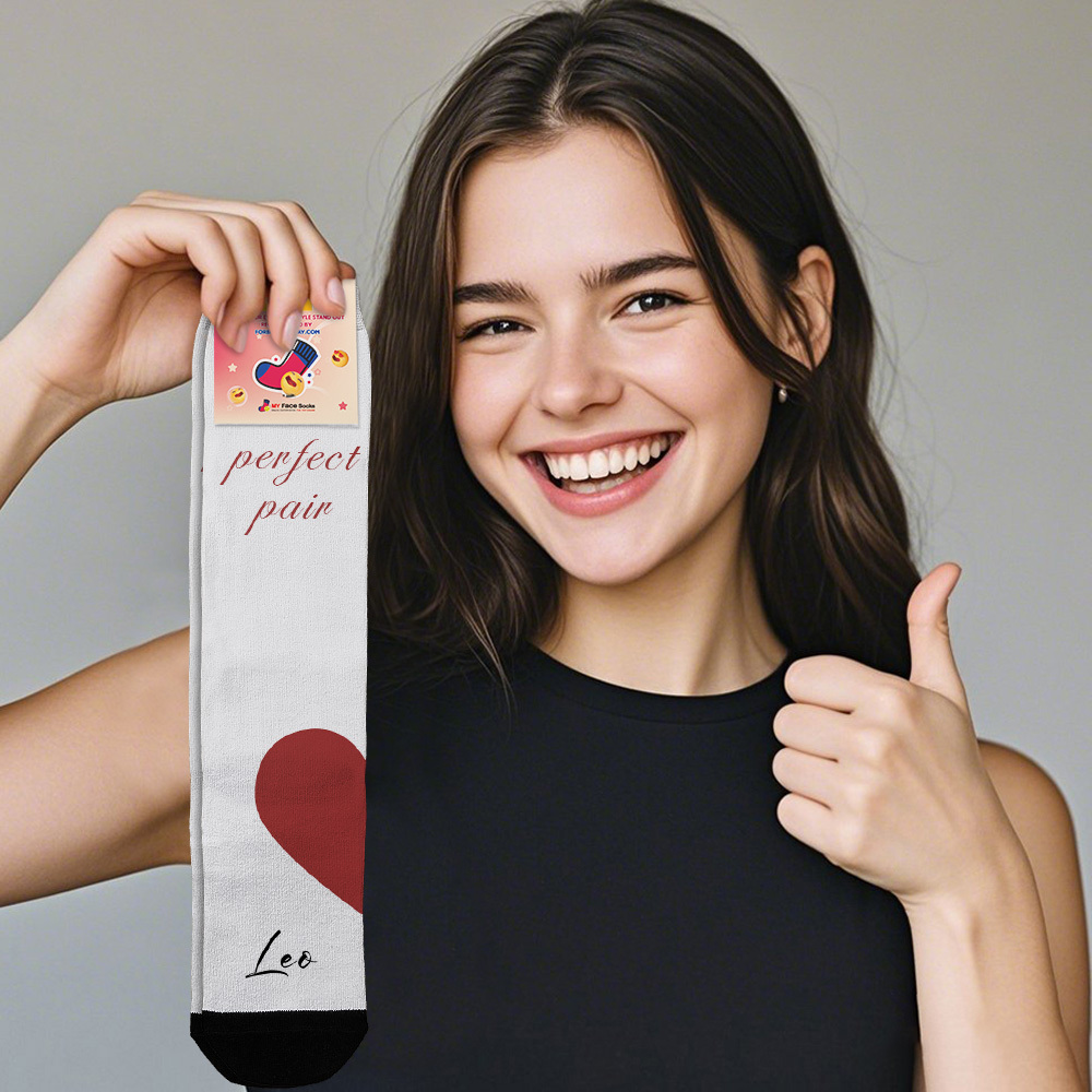 Personalized Name Heart Socks Personalized Funny Valentine Face Socks Gift