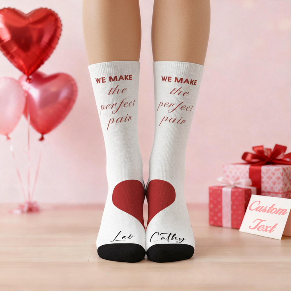 Personalized Name Heart Socks Personalized Funny Valentine Face Socks Gift