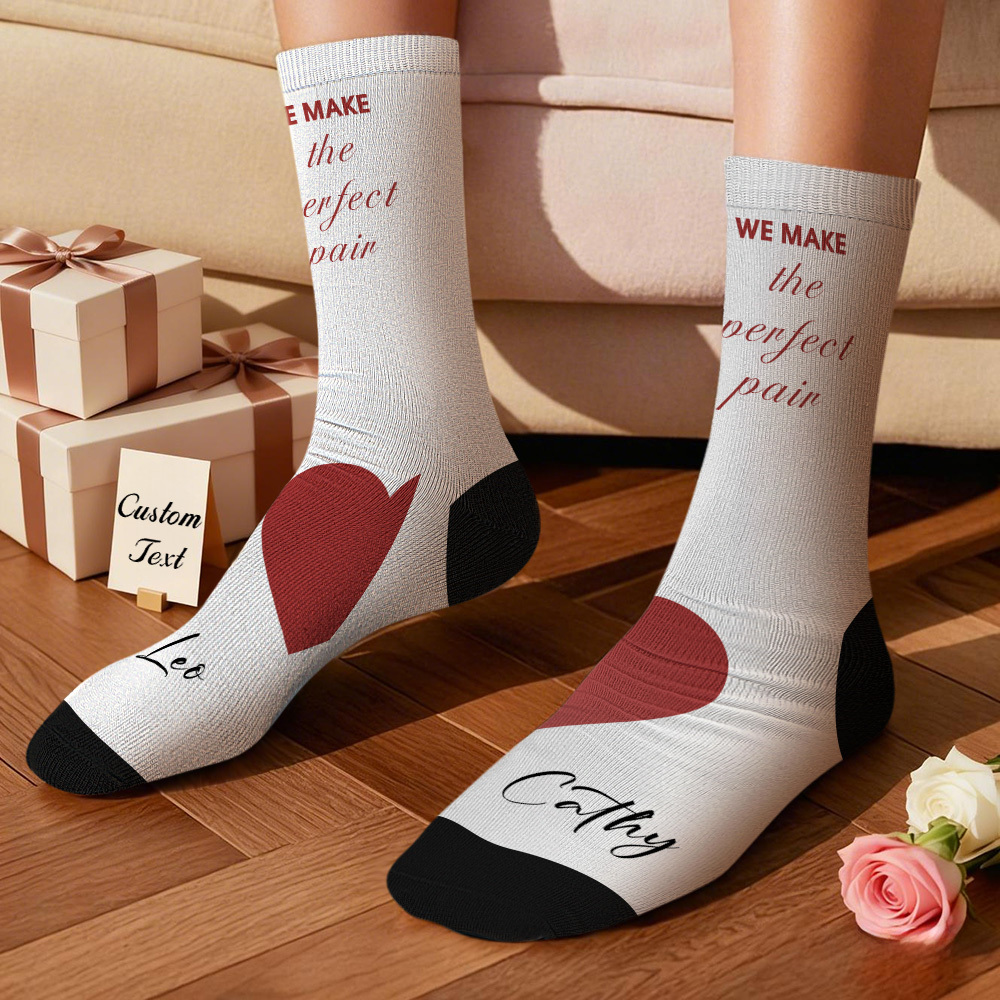 Personalized Name Heart Socks Personalized Funny Valentine Face Socks Gift