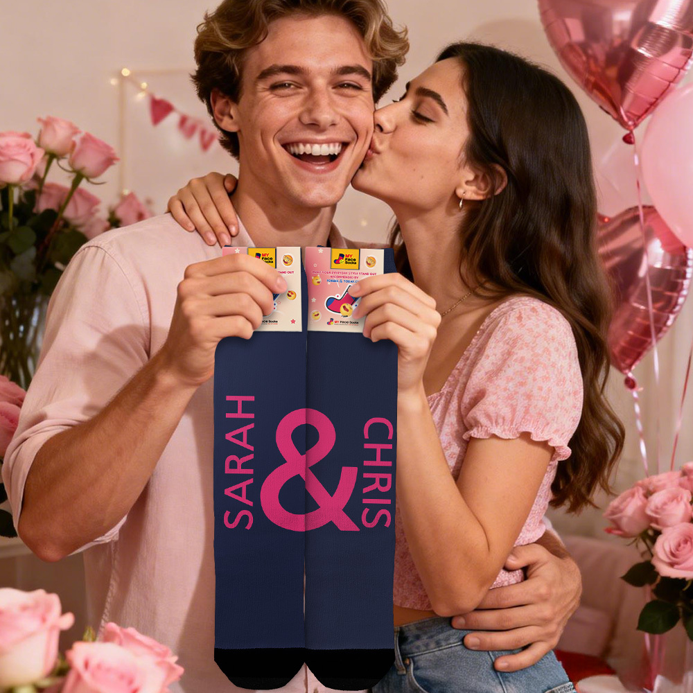 Personalized Name Heart Socks Personalized Funny Valentine Face Socks Gift