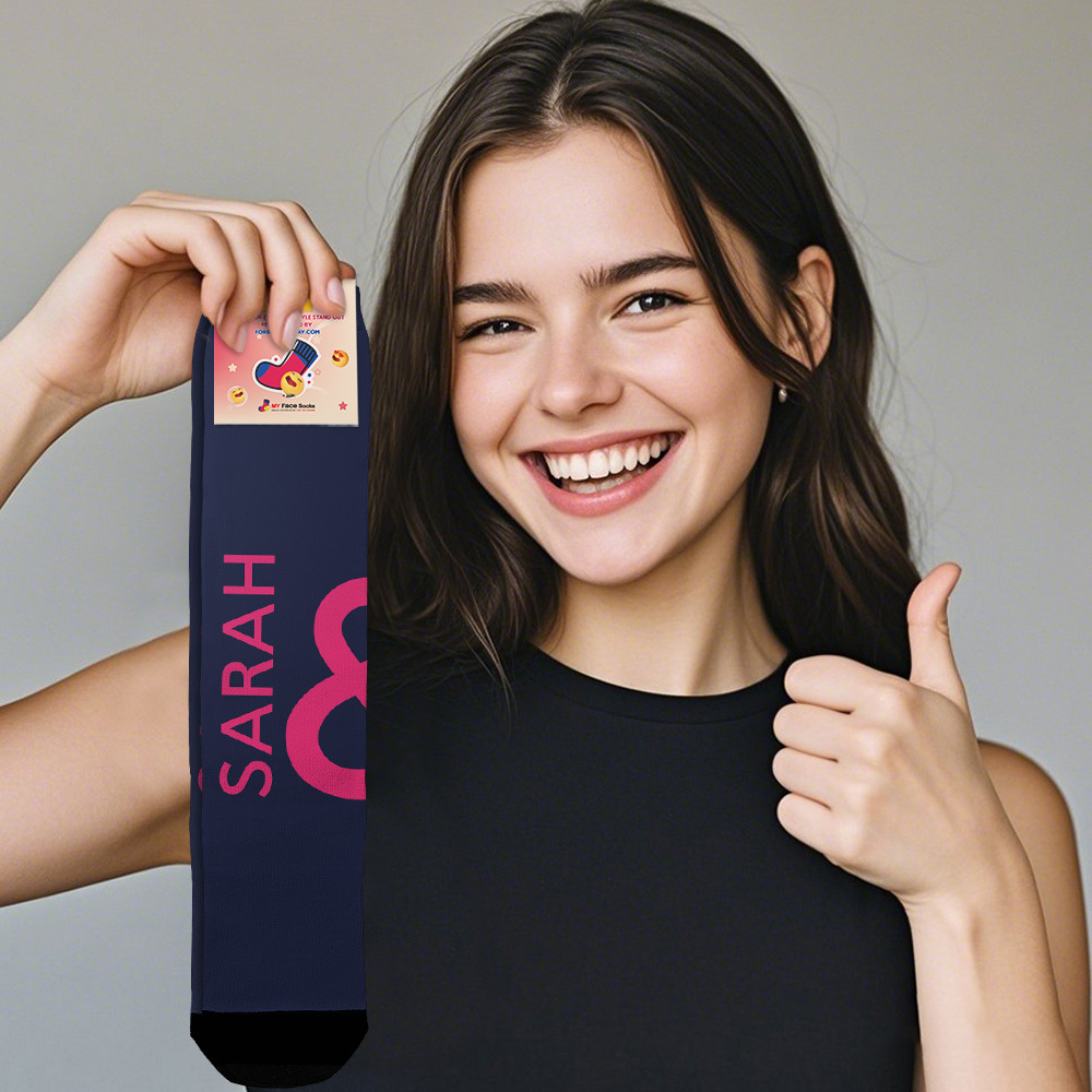 Personalized Name Heart Socks Personalized Funny Valentine Face Socks Gift
