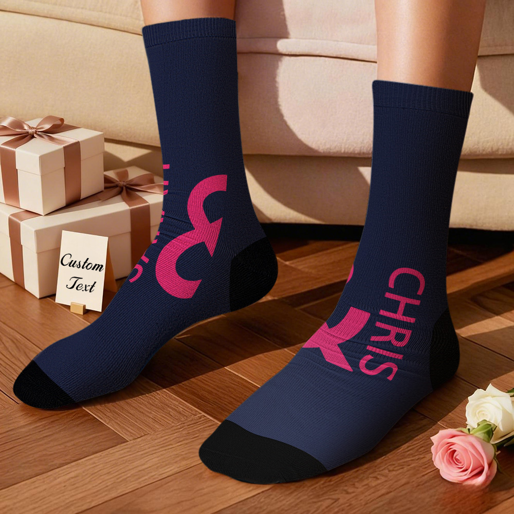 Personalized Name Heart Socks Personalized Funny Valentine Face Socks Gift