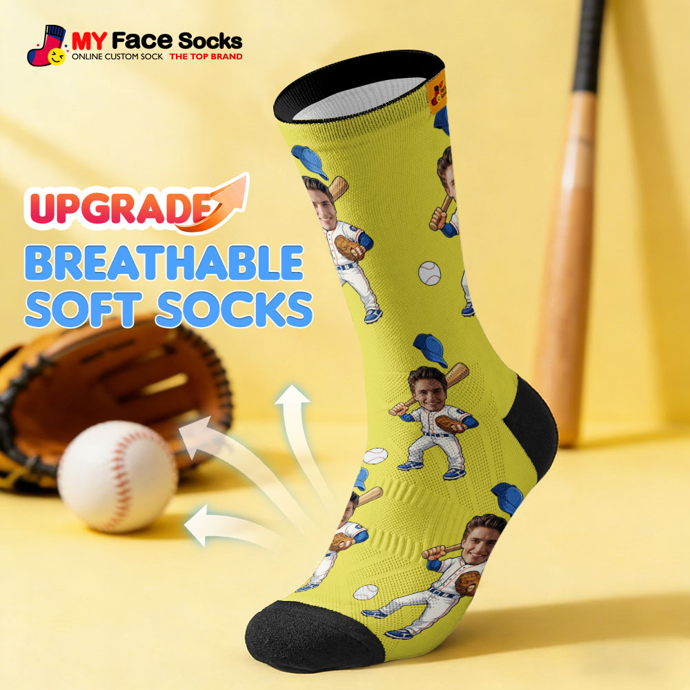 Personalized Sport Theme Socks Custom  Face Team Socks Funny Photo Socks Gift For Fans Players
