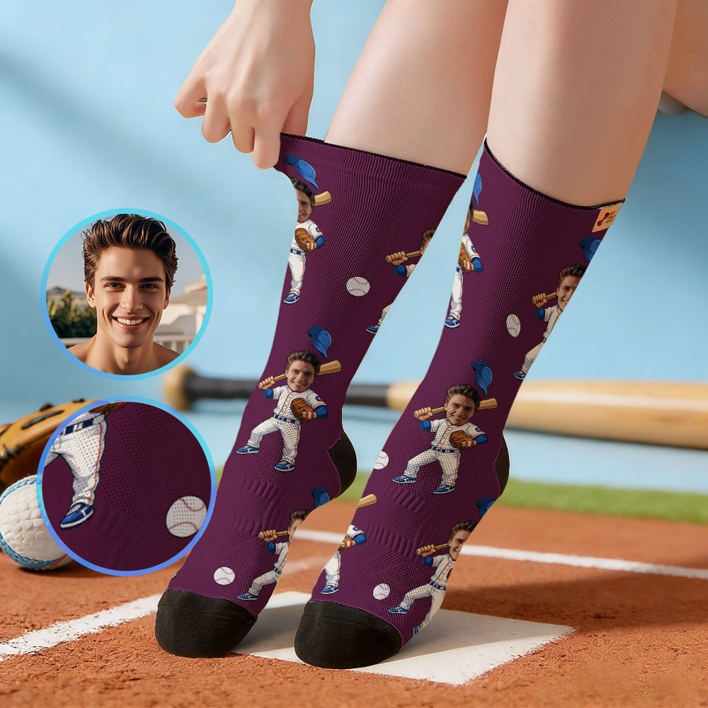 Personalized Sport Theme Socks Custom  Face Team Socks Funny Photo Socks Gift For Fans Players