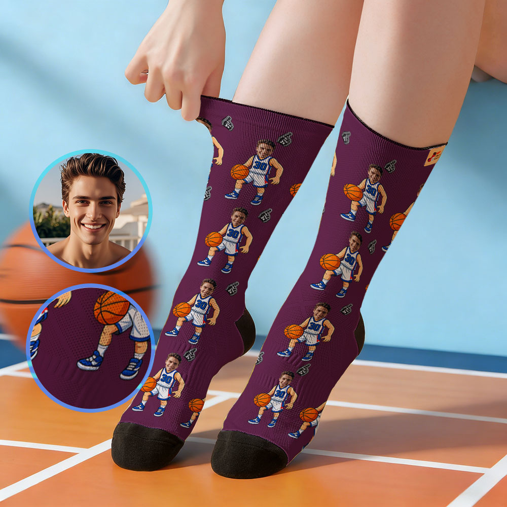 Personalized Sport Theme Socks Custom  Face Team Socks Funny Photo Socks Gift For Fans Players