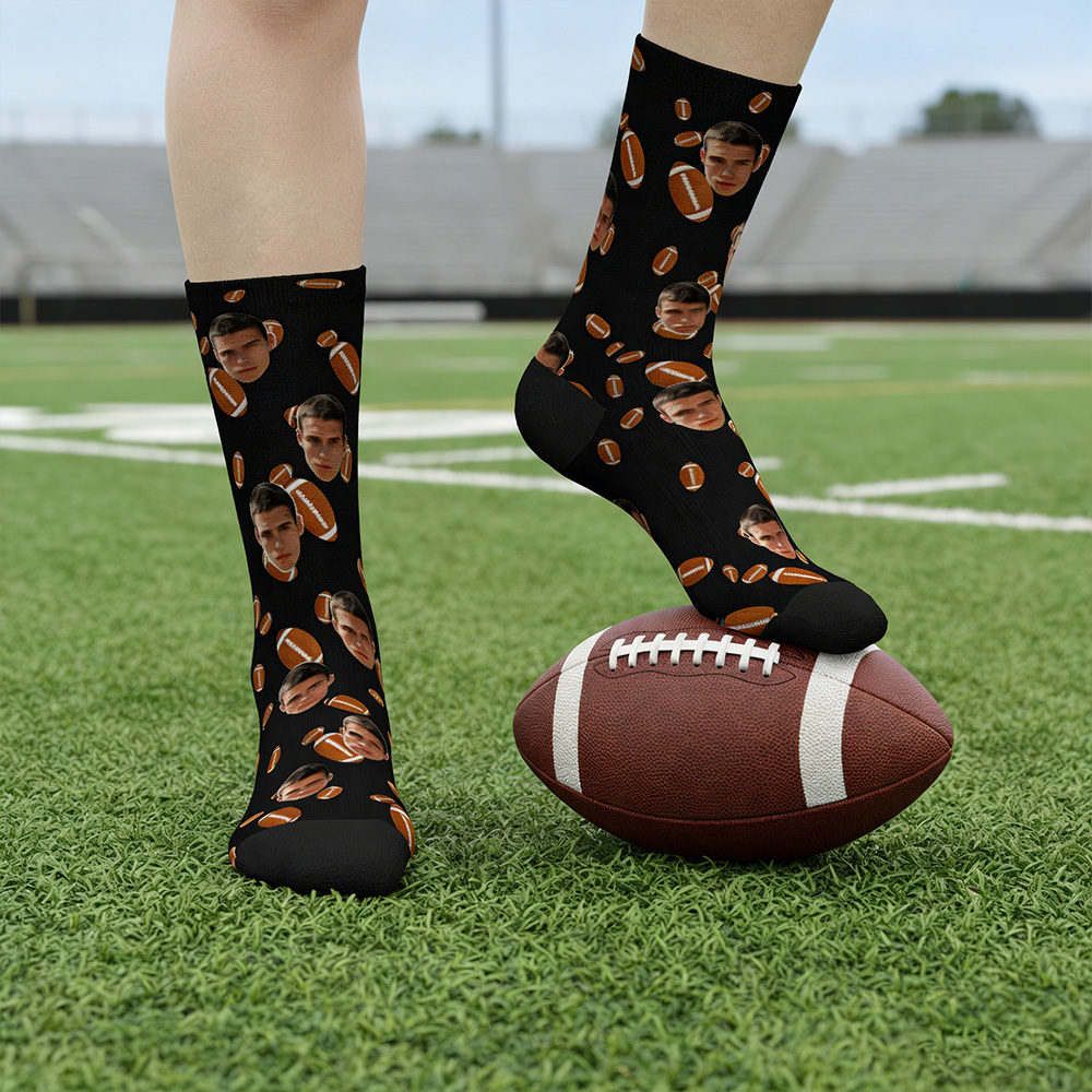 Personalized Football Face Socks Personalized Funny Game Day Gift Face Socks Funny Gift