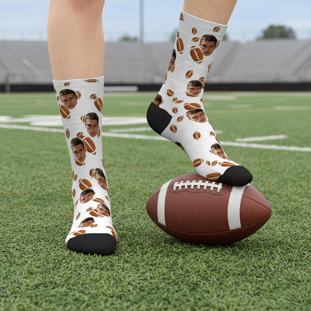 Personalized Football Face Socks Personalized Funny Game Day Gift Face Socks Funny Gift