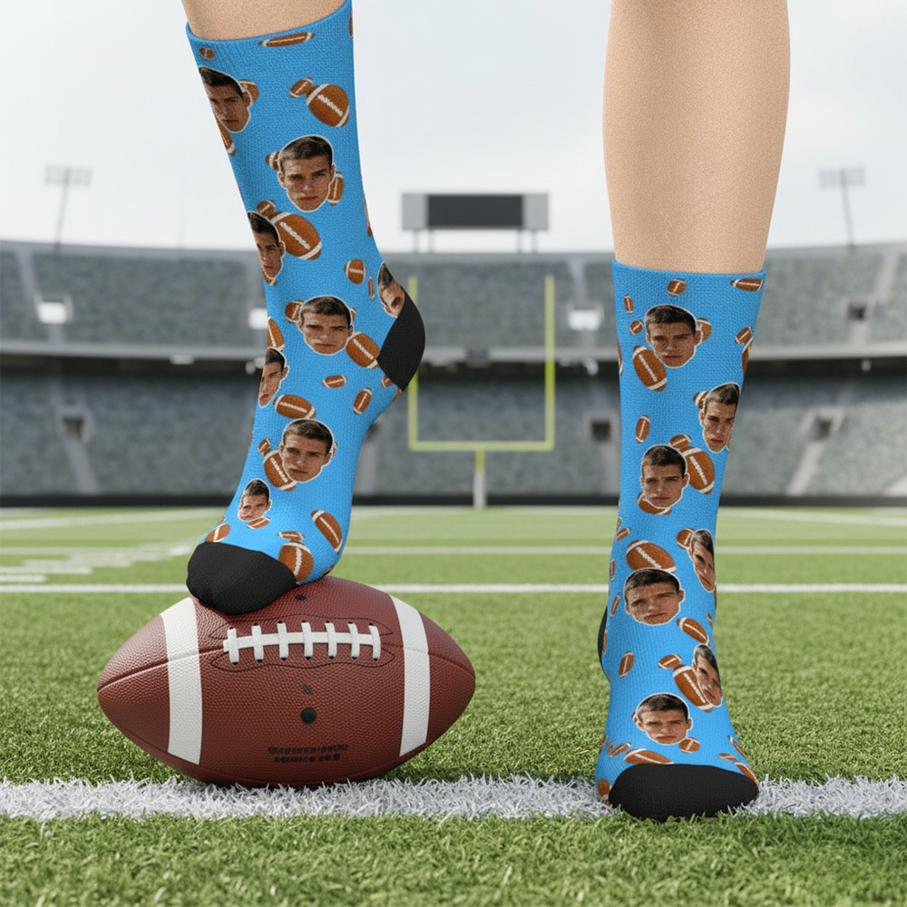 Personalized Football Face Socks Personalized Funny Game Day Gift Face Socks Funny Gift