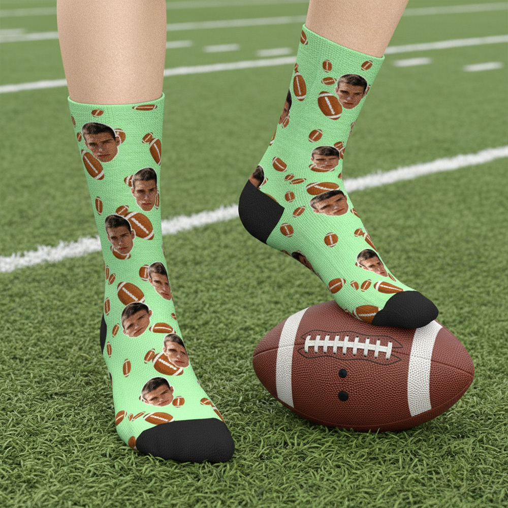 Personalized Football Face Socks Personalized Funny Game Day Gift Face Socks Funny Gift