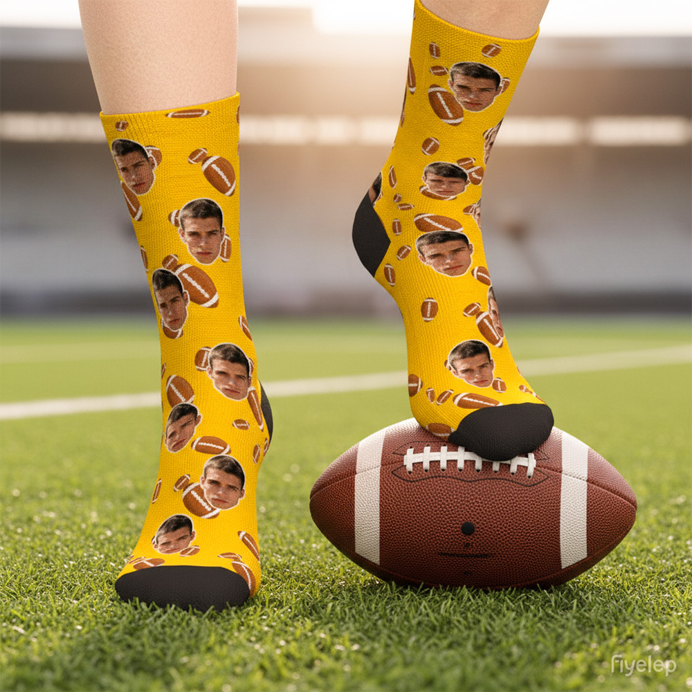 Personalized Football Face Socks Personalized Funny Game Day Gift Face Socks Funny Gift