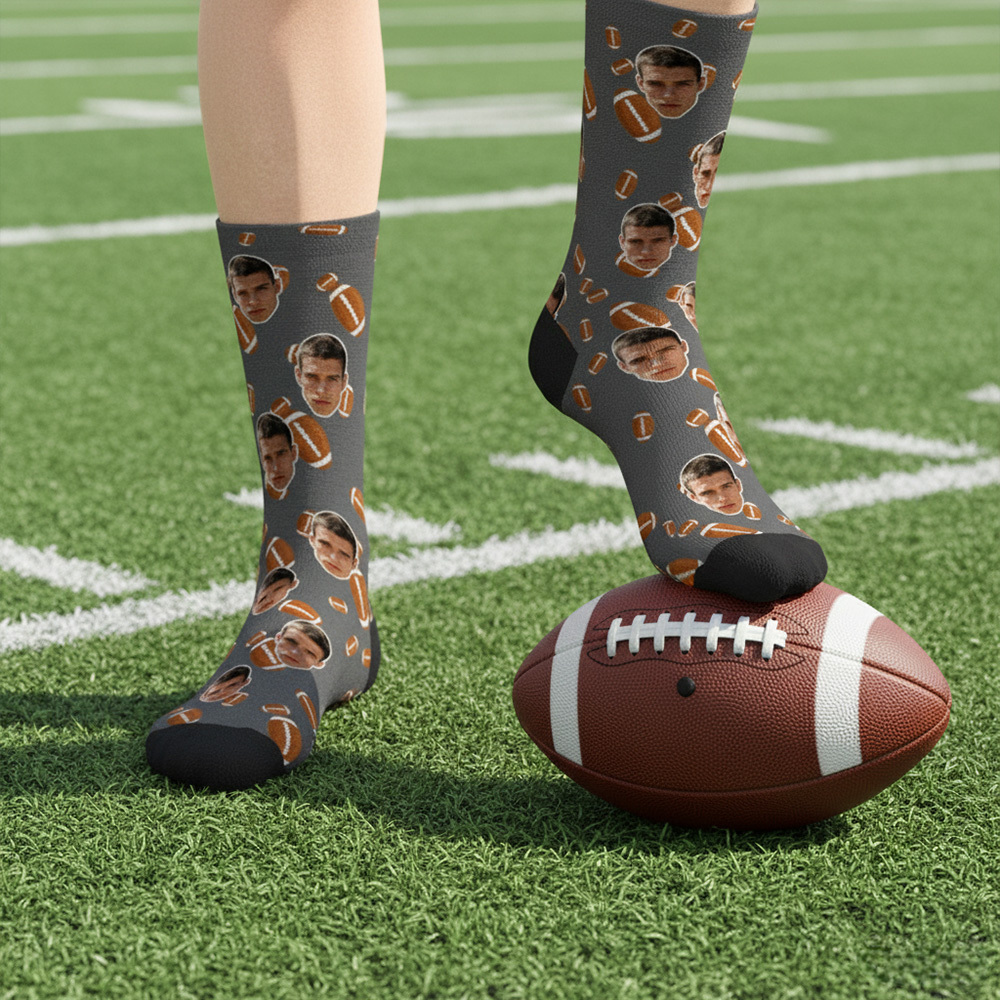Personalized Football Face Socks Personalized Funny Game Day Gift Face Socks Funny Gift