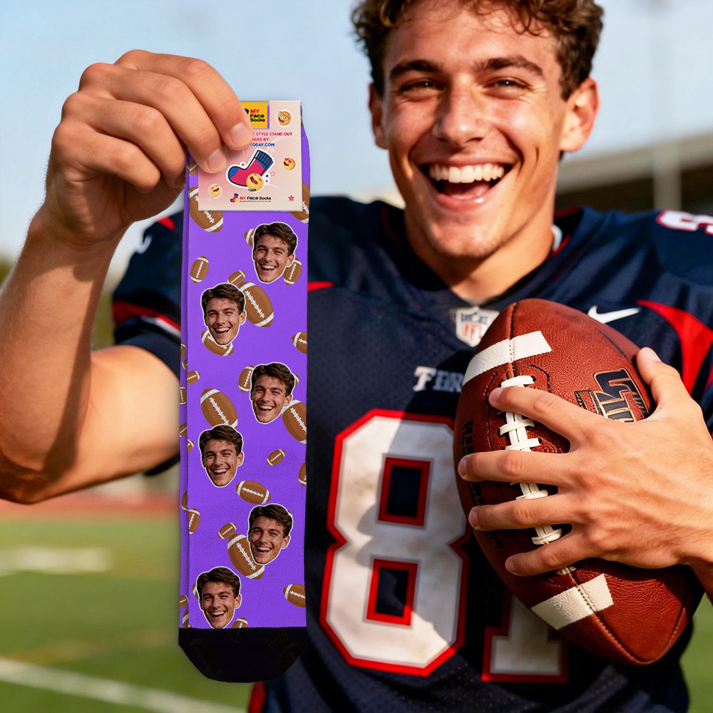 Personalized Football Face Socks Personalized Funny Game Day Gift Face Socks Funny Gift