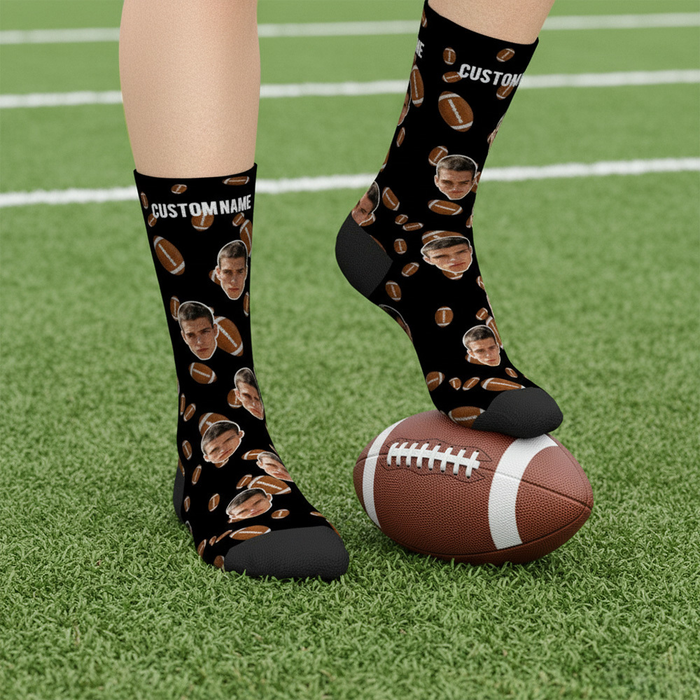 Personalized Football Face Socks Personalized Funny Game Day Gift Face Socks Funny Gift