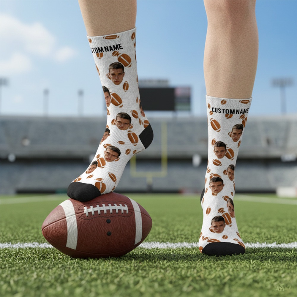 Personalized Football Face Socks Personalized Funny Game Day Gift Face Socks Funny Gift