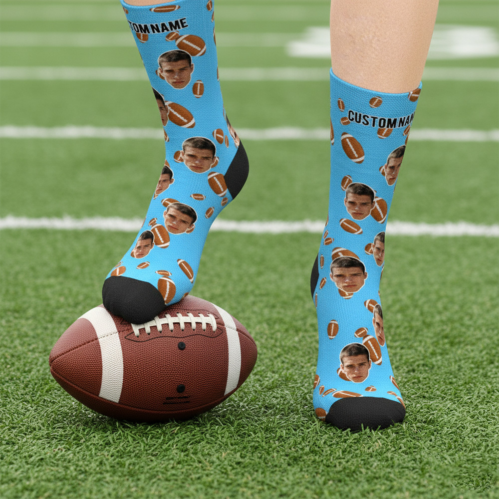 Personalized Football Face Socks Personalized Funny Game Day Gift Face Socks Funny Gift