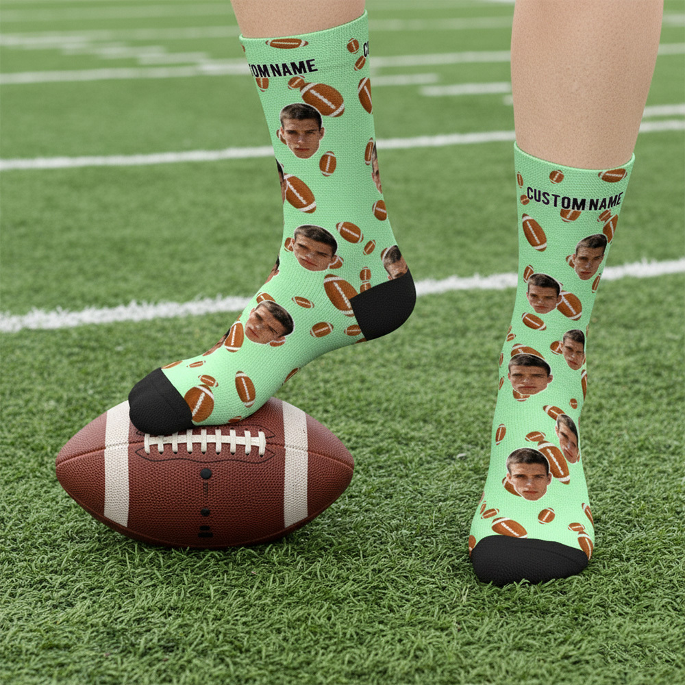 Personalized Football Face Socks Personalized Funny Game Day Gift Face Socks Funny Gift
