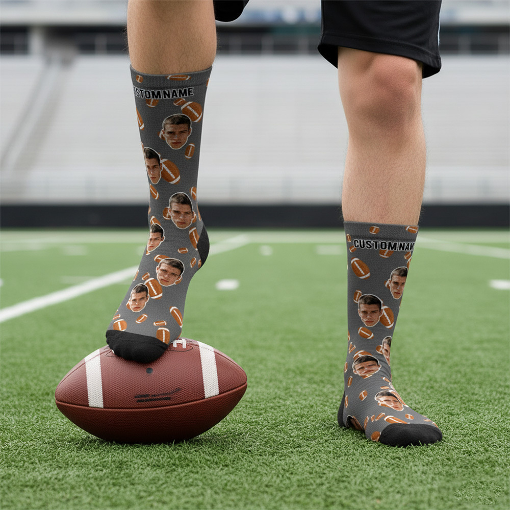 Personalized Football Face Socks Personalized Funny Game Day Gift Face Socks Funny Gift