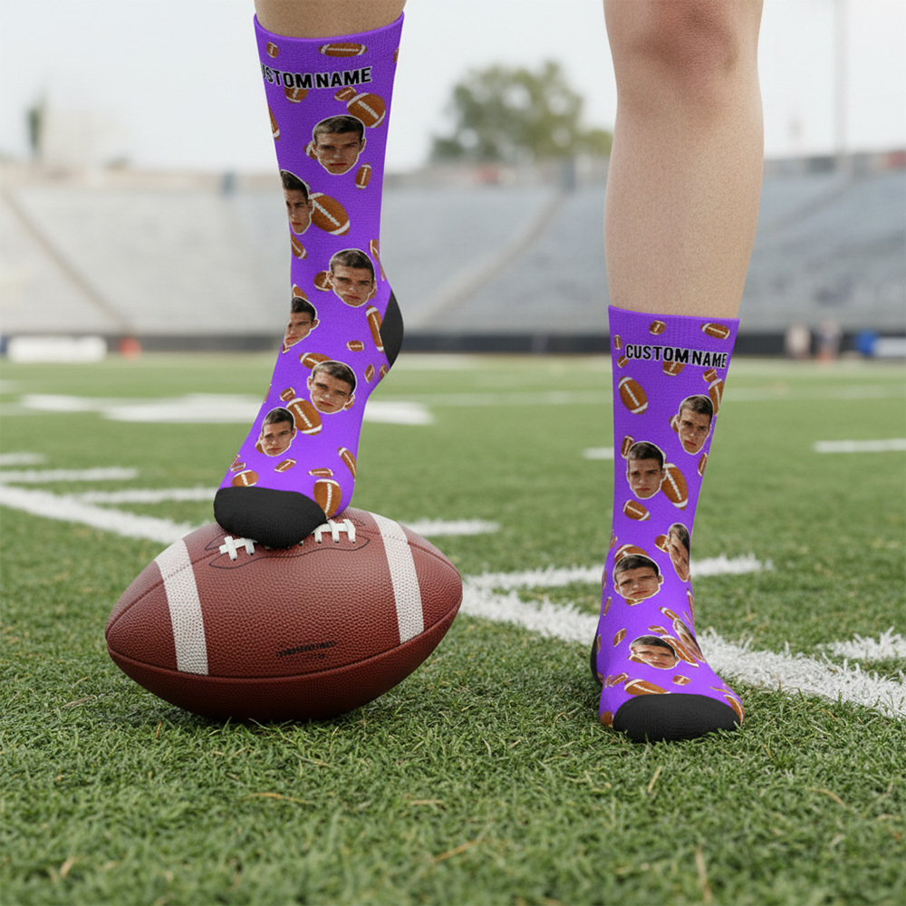 Personalized Football Face Socks Personalized Funny Game Day Gift Face Socks Funny Gift