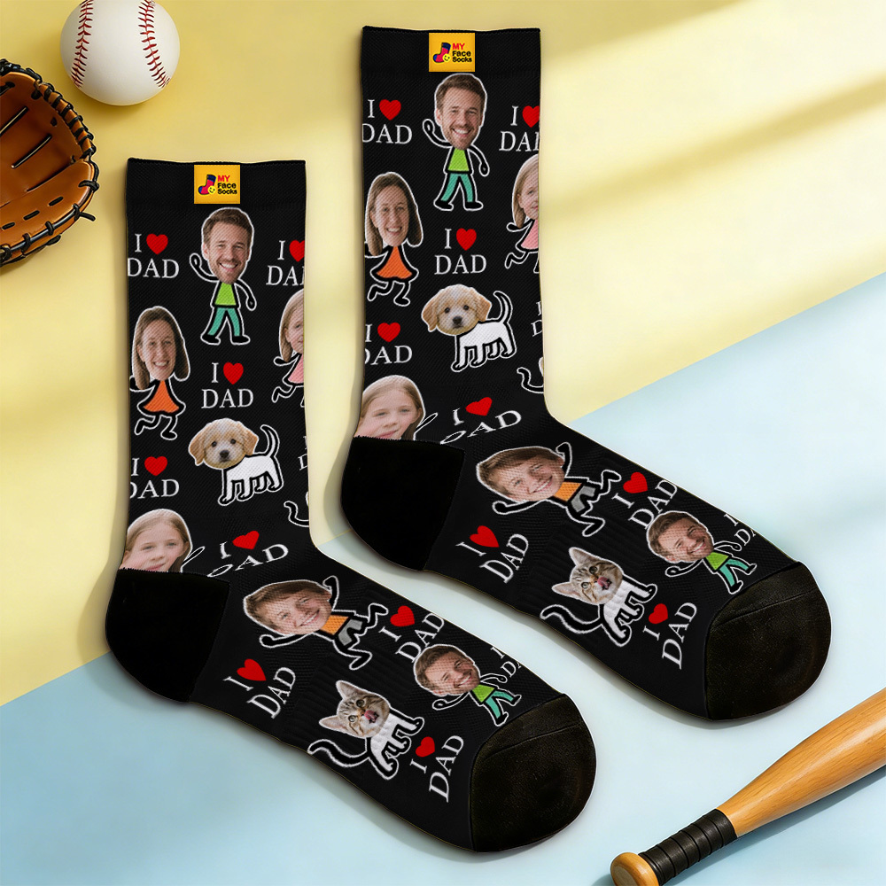 Personalized Socks with Faces Custom Funny Photo Socks for Dad, Father's Day Gift
